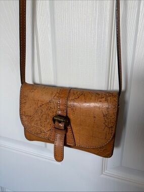Patricia Nash Map Tan Leather Crossbody Bag